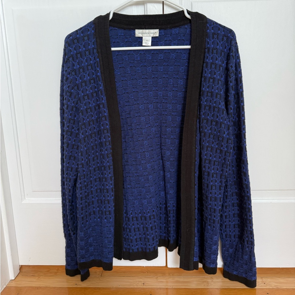Christopher & Banks Blue and Black Open Cardigan